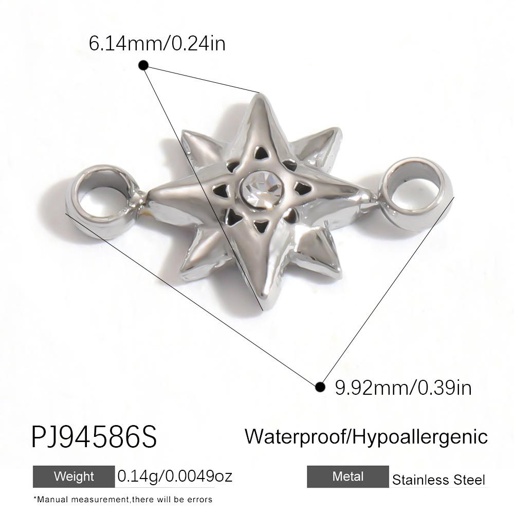 Waterproof Hypoallergenic DIY Jewelry 18K PVD Gold Plated Stainless Steel CZ Star Moon Heart Bow Charms Pendants Bulk