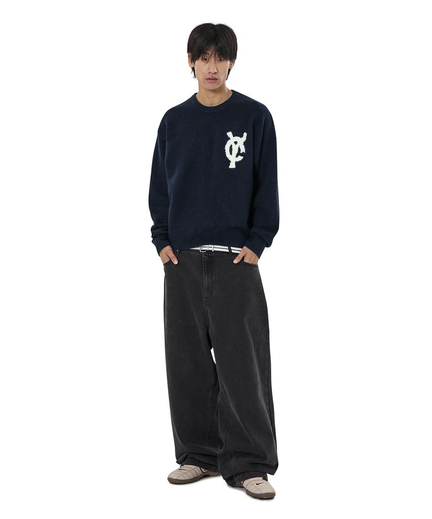 OHY Wavy Logo Knit - Navy