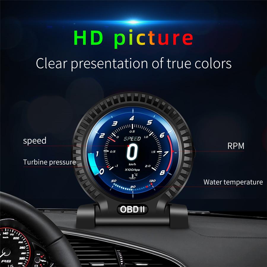 HUD OBD2 Digital Gauge Boost Scan Tool Ultra-Thin