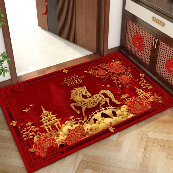 Floor Mat Horse Pattern Anti-Slip Bottom Surface Wear-Resistant Floor Mat Easy to Clean Home Office Cafe