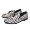 New Casual Leather Shoes Large Size Tassel Leopard Leather Shoes Men Loafers Flat Slip On Shoes Men Fashion British Style Loafers