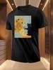 Black Cat Sunflowers Print Tshirt - Breathable Lightweigh...