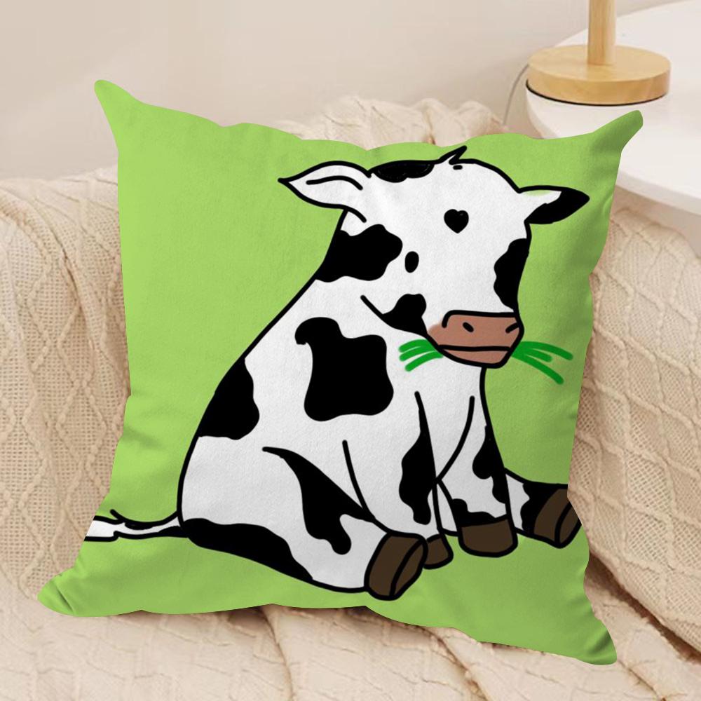 Cow Cartoon Fashion Cushion Cover Soft Plush Throw Pillow Cover DoubleSided Decorative Cushion Case Sofa Bedroom Home Decor