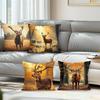 Home Decor Deer In Autumn Forest Scenes Pillow Covers Pattern Cushion Cover Suitable For Sofa Bedroom Car Pillow Cover