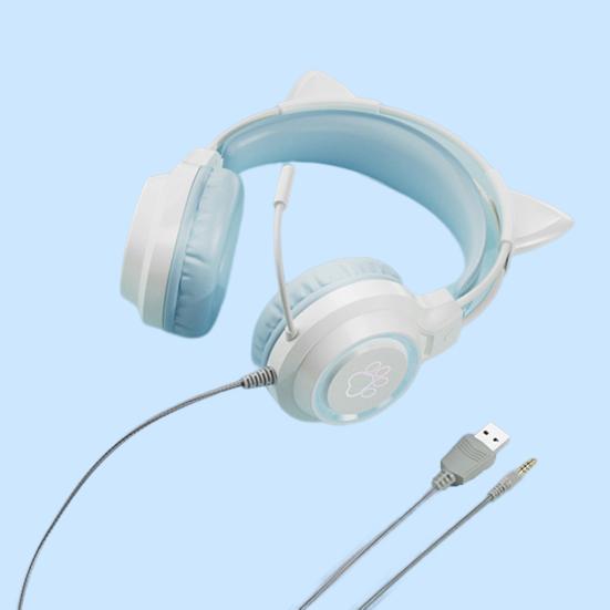 Wired Earphone 360 Degree Surround Sound Noise Cancelling with Mic RGB Light Wired Headset Gaming Supplies