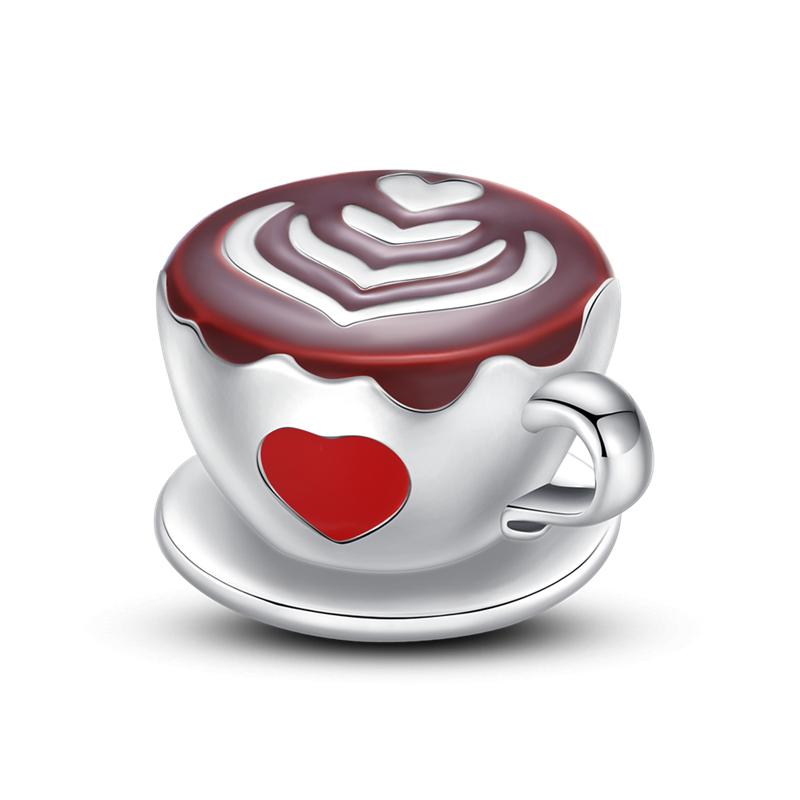 Copper Metal chocolate Candy Coffee Strawberry Cake Afternoon Tea Charm Bead Components Bead Components Compatible With 4MM hole diamete Bracelets Do