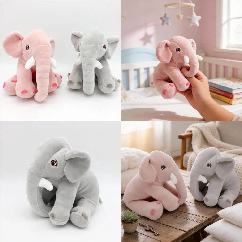 Plush Elephant Toy Doll For Kids Soft Stuffed Animal Gift With Pp Cotton Filling