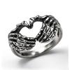 Vintage Fashion Punk Heart Ring Silver Men and Women Handmade Heart Punk Hip Hop Jewelry Size 6-13