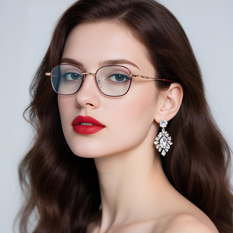 Small Frame Oval Presbyopia Glasses for Women Stylish Metal Ultra-Light Personalized Reading Glasses Anti Blue Light Goggles