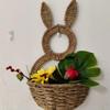 Hand Woven Easter Bunny Basket Handmade Gift Holder Easter Wall Pocket Cute Rabbit Natural Willow Bunny Basket Wreath