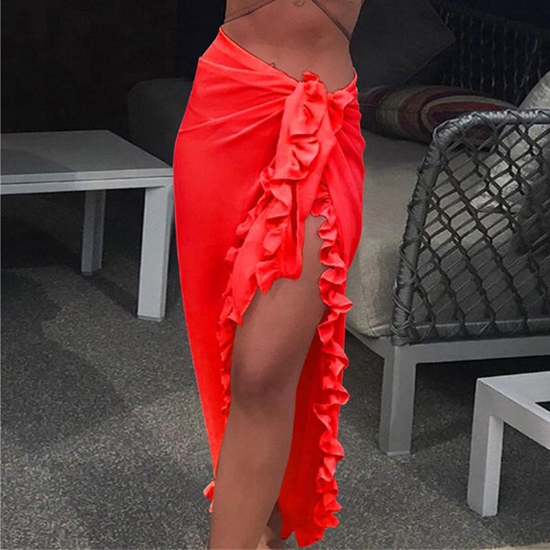 Gonna Gonna camicetta da spiaggia con protezione solare multicolor in chiffon arricciato in Europa e Stati Uniti