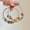 Hand-wound Colored Crystal Pearl Earrings Women's Fashion Niche Exaggerated Design Earrings Personalized Dopamine Earrings