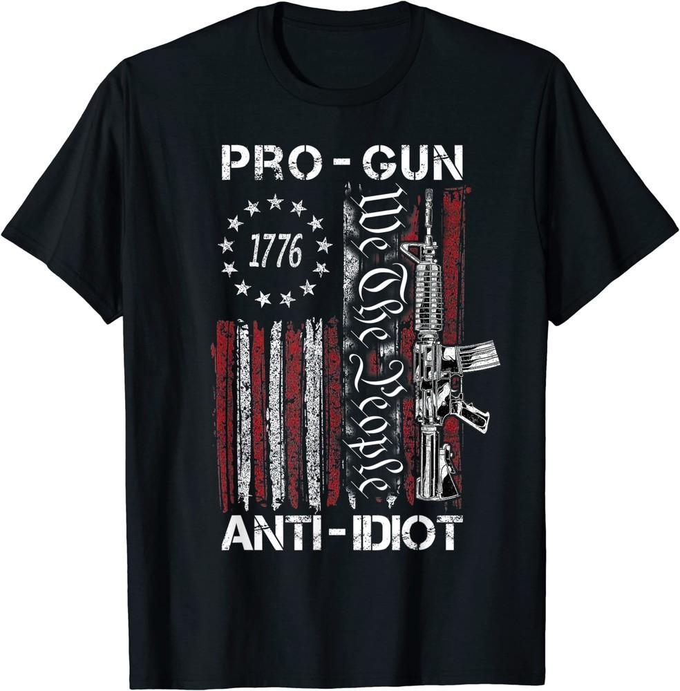 Ανδρικό Pro Gun Anti Idiot μπλουζάκι Vintage 1776 Σημαία ΗΠΑ 2η Τροπολογία T-Shirt S-5XL Unisex T-Shirt