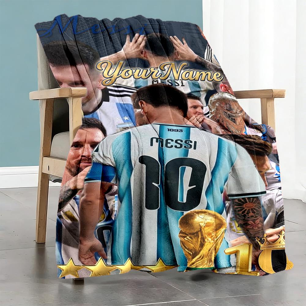 Messi 18 Personalized Name Blanket Cozy Customizable Blanket Comfortable Great for Nap Chair Picnics Home Decor Ideal for All Seasons