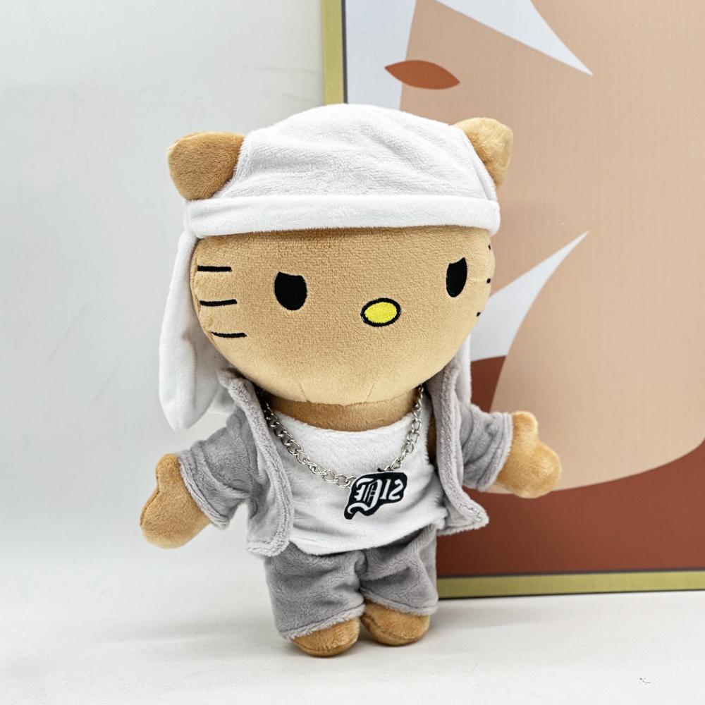 Selena Eminem Hello Kitty Plush Doll White Hat Figure Stuffed Toys Cute Cat Boys Girls Birthday Christmas Gift