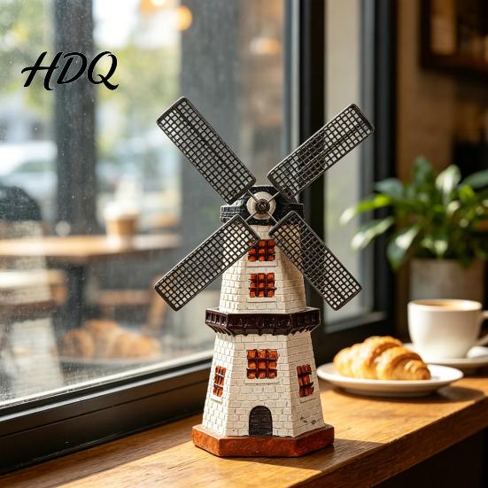 Retro European Windmill Dutch Ornaments Mini Vintage Holland Statue Resin Artwork