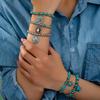 Ethnic Stacked Beaded Elastic Bracelet, Personalized Maillard Bull Head Turquoise Round Bead Jewelry
