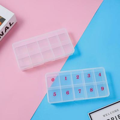 Translucent 10-Grid Nail Art Storage Box for 500 Pieces