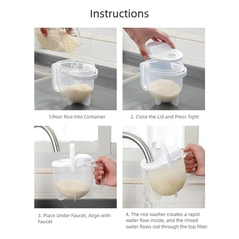 Rice Washer Cleaner Plastic Grains Rice Washing Bowl Vegetable Fruit Pastas Strainer Kitchen Small Colander with Handle