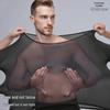 Men's Seamless Hyaluronic Acid Moisturizing Warm Set: Ultra-Thin Crew Neck Autumn Top & Pants.
