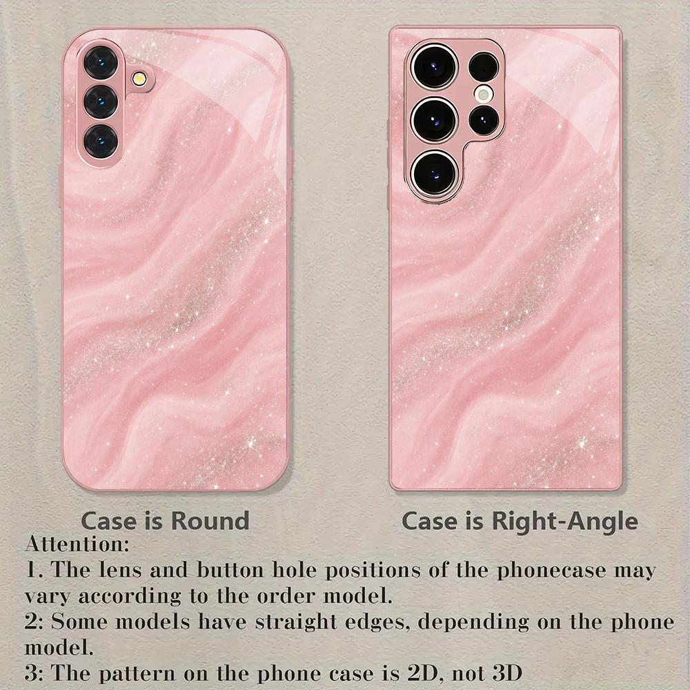 Glanzend roze textuur design glazen telefoonhoes geschikt voor Samsung Galaxy S26 S25 S24 S23 S22 S21 S20 FE/Ultra/Plus schokbestendig