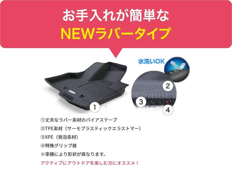 Clazzio Floor Mat 3D Type Set for 1 Prius 50 Series Lithium Ion Battery Car NEW Rubber Type Black ET-1078 [5EETB1078K]