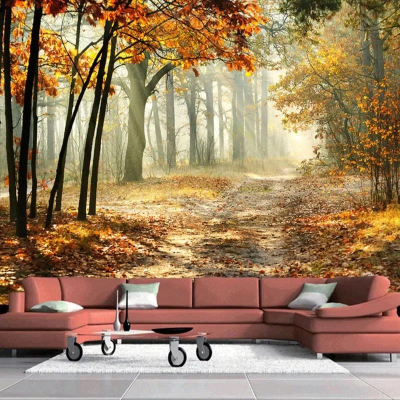 Modern Fotoğraf Duvar Kağıdı Sonbahar Ormanı 3D Duvar Muralı Oturma Odası Yatak Odası Yemek Odası Romantik Ev Dekorasyonu Duvar Kağıtları