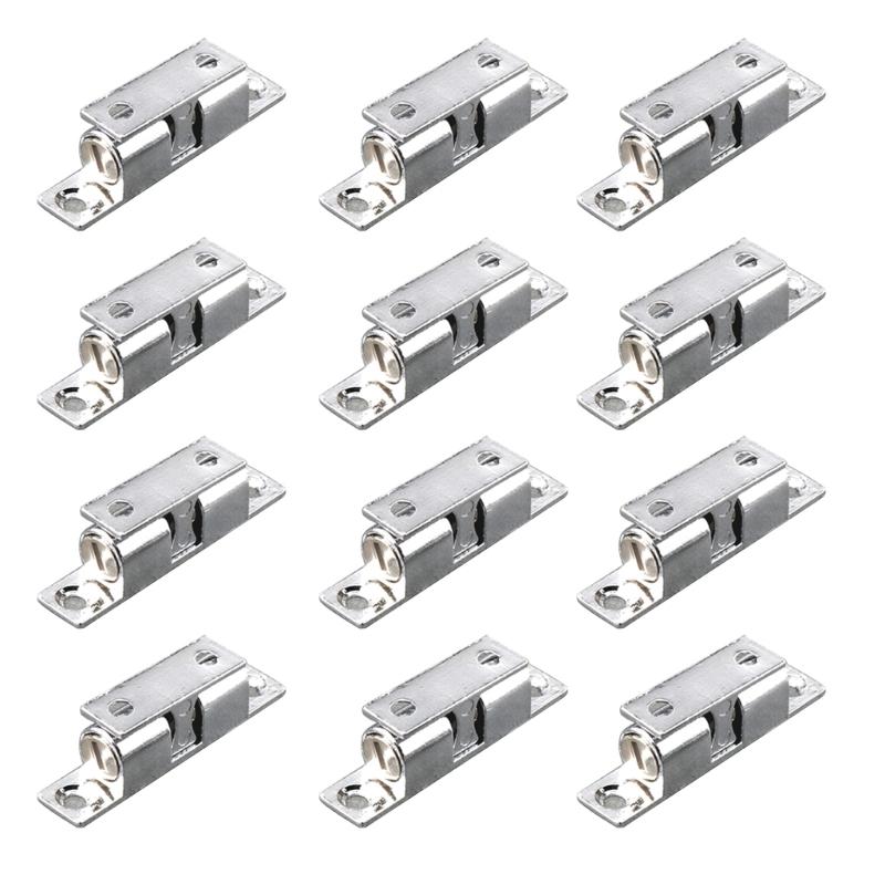 12Pcs Double Balls Tension Roller Catch Latches Zinc Alloy Closet Balls Tension Latches Cabinet Door Catch Easy To Install