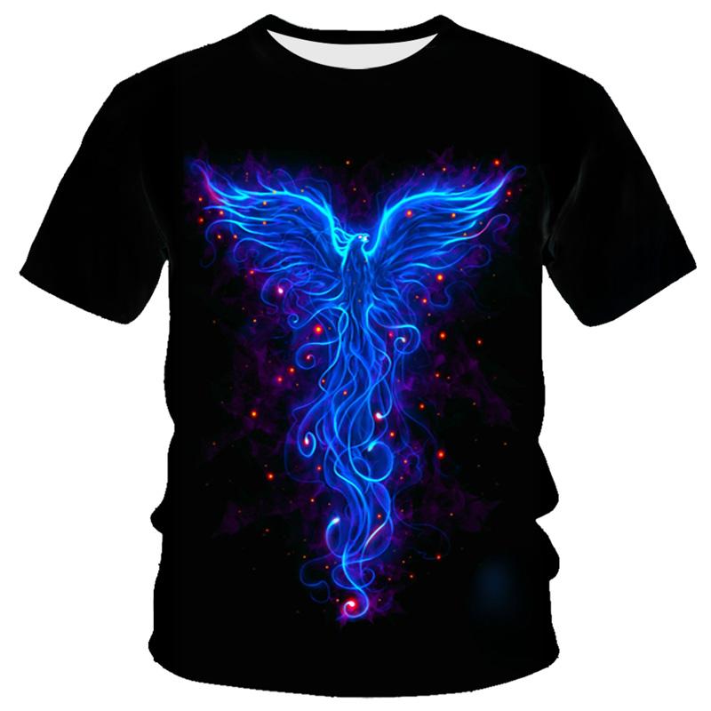 Fashion Summer Eagle And Flame Phoenix Animal 3d Printed T Shirt For Men's T Shirt O'neck Short Sleeve Oversized T-shirt Top Hot
