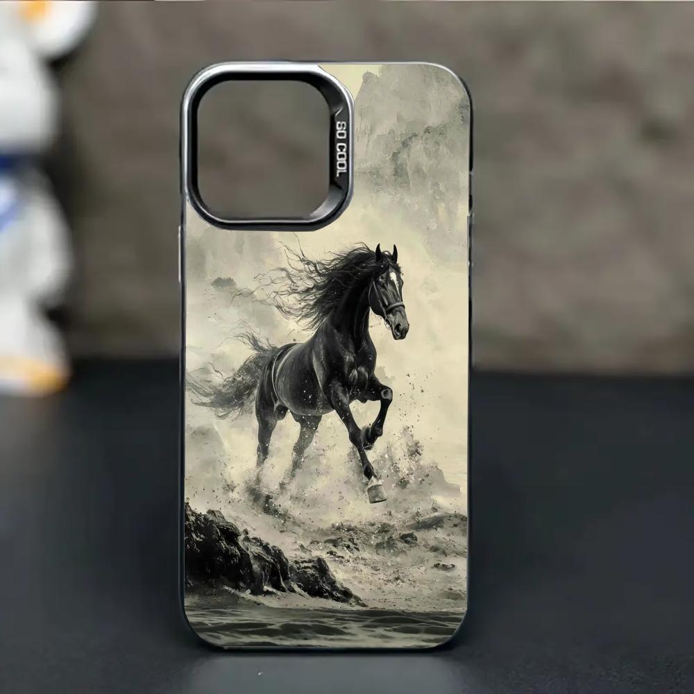 Horse-on-Running Design Mobile Case Suitable for iPhone 17 16 15 14 13 12 11 Pro/ Max/Plus Anti-fall and Shock Protection Rear