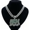 RICH Coin Purse Pendant Necklace: 14MM Cuban Chain with Full Diamond, Trendy Men's Jewelry