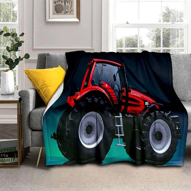 3D Retro Car Tractor Truck Series HD Blanket,Soft Throw Blanket for Home Bedroom Bed Sofa Picnic Travel Office Cover Blanket Kid
