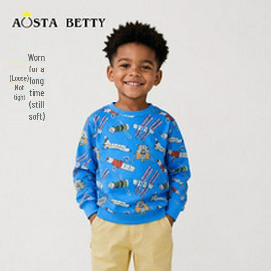 New Kids' European Style Reindeer Embroidery Sweatshirt - Round Neck Pullover for Boys