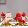 Cute Resin Horse Figurine Desktop Ornament Good Luck New Year Mascot Miniature Red Chinese Style Zodiac Ornaments Bookshelf