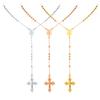 Rosary Beads Cross Necklace for Women, Stainless Steel Crucifix Virgin Mary Y Shape Necklaces Jewelry