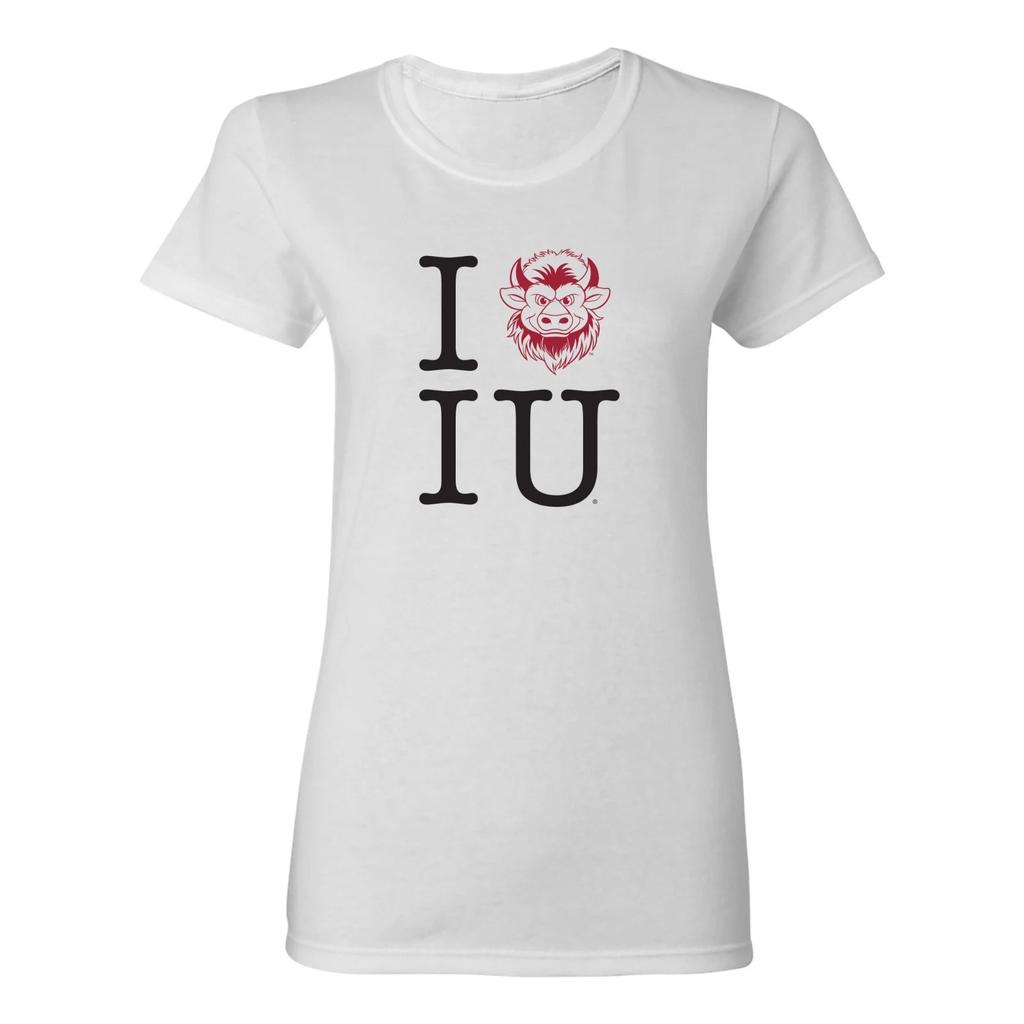 Indiana I Heart IU Bison Women's T-Shirt - White