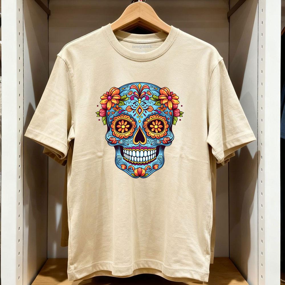 Da De Los Muertos Sugar Skull Active TShirt Women Unisex Casual Cotton Printed T Shirts Adult Streetwear Camisetas Tops Tee