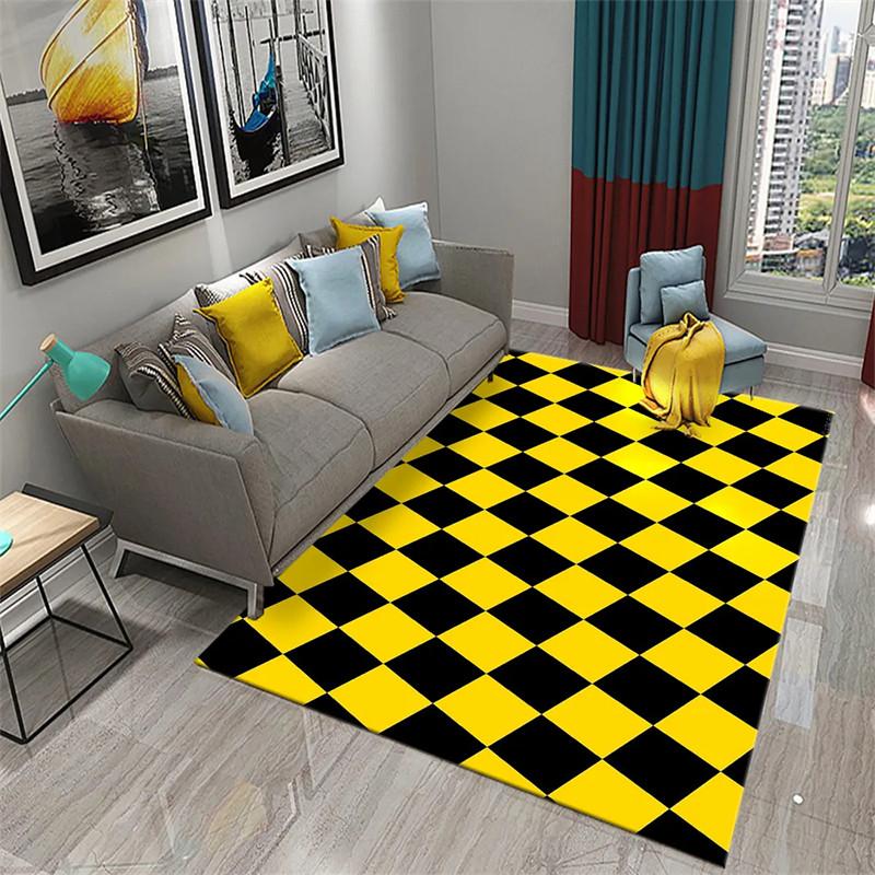 Farbiges Schachbrett-Plaid Teppich Geometrisches Plaid Fußmatten für Bettseite Wohnheim Schrank Esszimmer Dekor Weiche Rutschfeste Bereichsteppiche