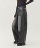 Jinmania Unisex Side Pintuck Balloon Wide Denim Pants (Gray Wash)