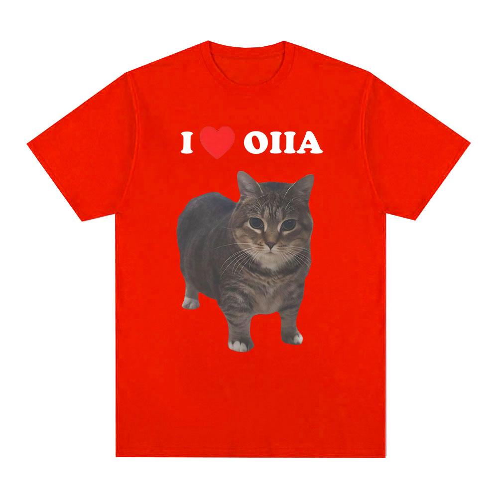 Gato Giratorio Meme Divertido Me Encanta Oiia Camiseta Unisex Moda Harajuku Camiseta de Manga Corta Ropa Unisex Camisetas Streetwear