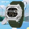 Sanda Men's Multifunctional Waterproof Digital Sports Watch with Large Dial, Stopwatch, Countdown Timer, and Alarm.