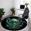 1 Stück gotischer Totenkopf-Teppich für das Büro, rutschfest, runder Teppich, weich und bequem, Teppich für das Büro, leichte runde Bodenmatte