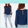 Hochwertige Damen Langarm Cold Shoulder Mode Lockere Hemd-Tops in lebendigen Farben