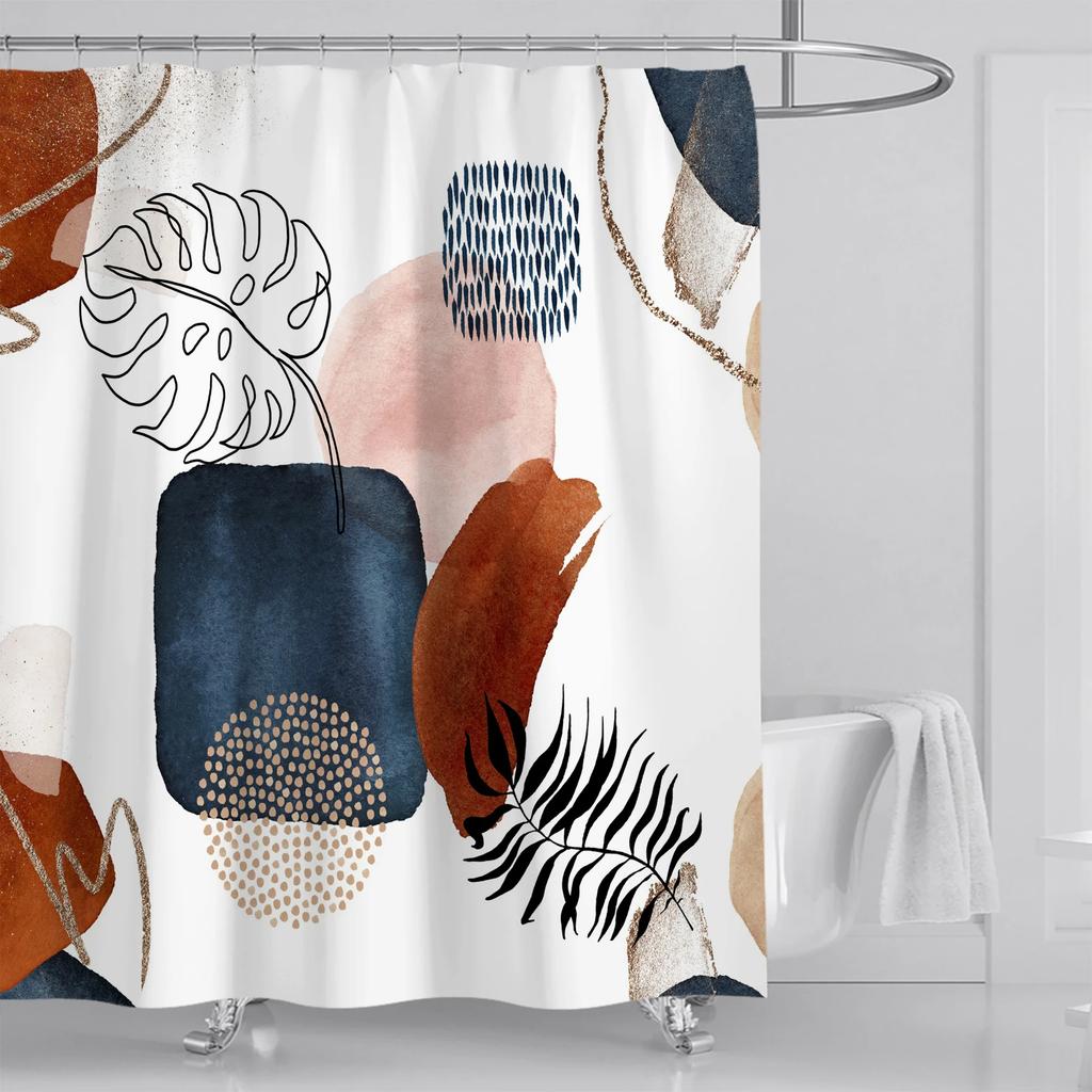 Badezimmer Abstrakt Böhmisch Duschvorhang Mittelalterlich Minimalistische Kunst Polyestergewebe Duschvorhang 180 * 180CM mit 12 Haken