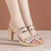 Trendy High-heeled Sandals with Square Heel and Luxurious Transparent Design Versatile Temperament Summer New Style Slippers