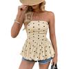 Polka Dot Top Tube Top Sleeveless Bandeau Bubble Ruffle Hem Vintage Streetwear Summer Outfits Y2k Going Out