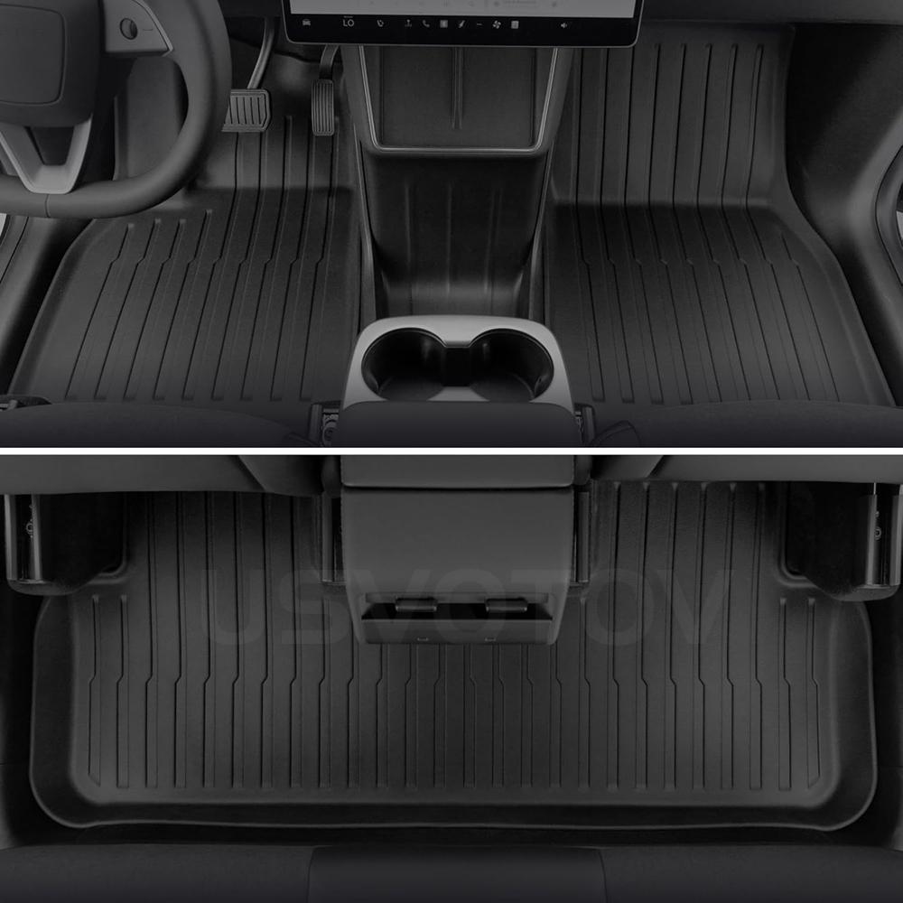 USVOTOV For 2025 2026 Tesla Model Y Standard RWD AWD Floor Mats All Weather Trunk Mats Cargo Liner Backrest Pads Car Accessories