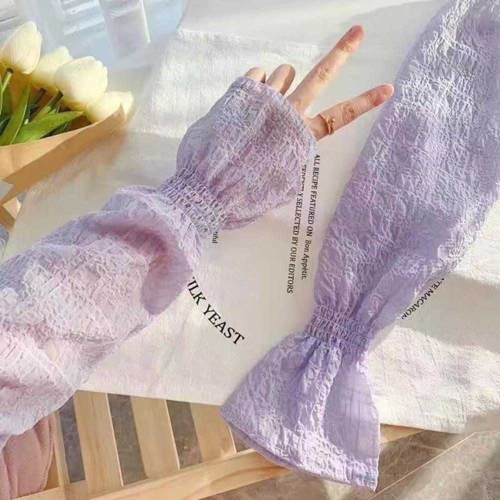 Lace Mesh Arm Sleeve Solid Color Fingerless Gloves Fashion Sun Protection Sleeves Driving