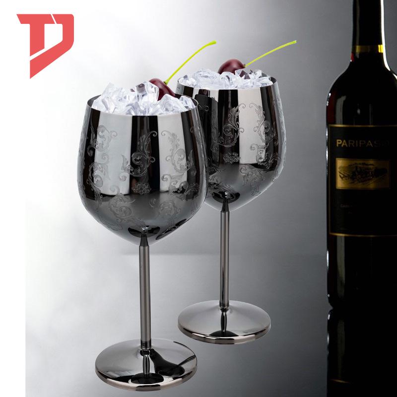 Elegante Europäische Geätzte Wein- und Champagnergläser aus Edelstahl