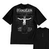 T-shirt graphique Evangelion 100 % coton, coupe oversize, unisexe, style anime Y2K, manches courtes, style classique.